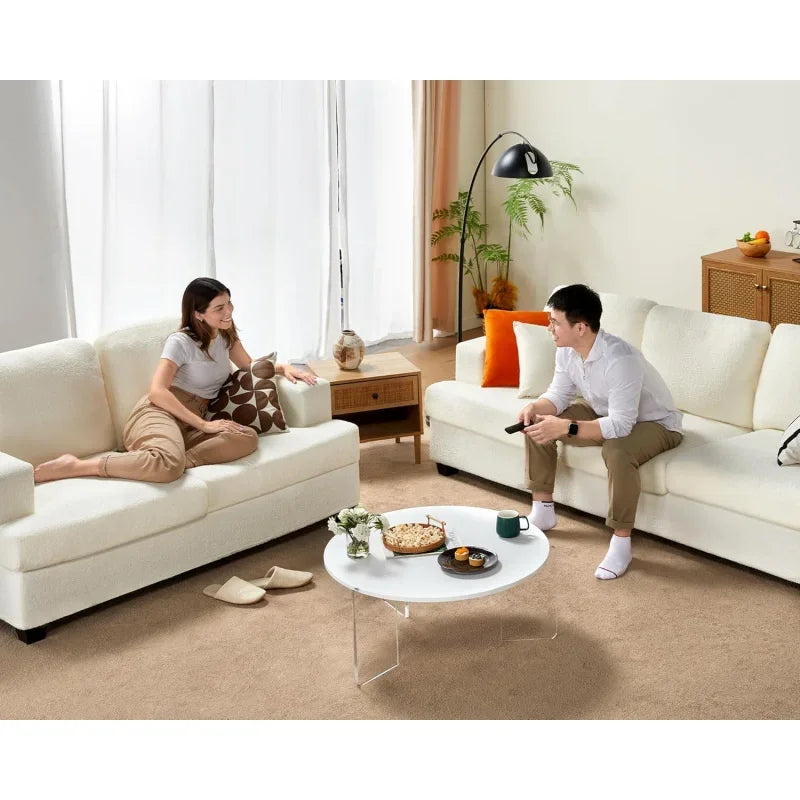 VAcc Sofa,2 Piece Set Comfy Couch with Extra Deep Seats,Modern Sofa- Sofa Couch for Living Room Apartment Lounge,Offwhite Bouc