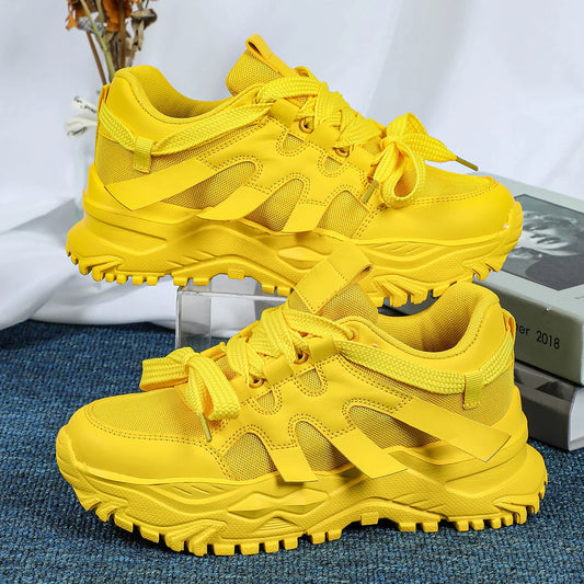 Yellow Women Shoes Fashion Luxury Origin Platform Chunky Casual Sneaker Autumn Sports Tennis Women Shoes Plus Size