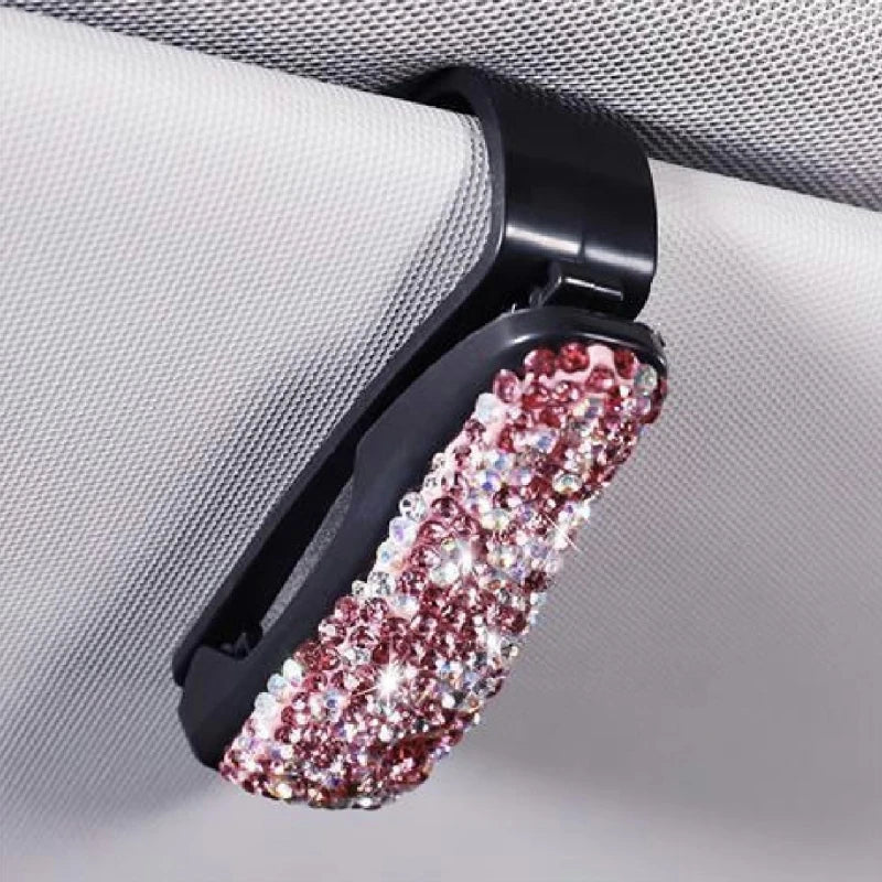 Artificial Diamond Glasses Holders Car Sun Visor Sunglasses Eyeglasses Mount With Ticket Card Clip Car Interior Accessories