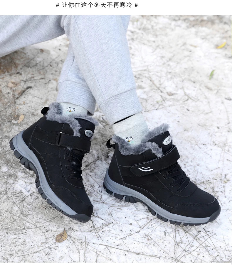 Winter Women Snow Boots Warm Plus Velvet Men Cotton Shoes Windproof Women's Boots Comfortable Casual Shoes Non-slip Hiking Boots