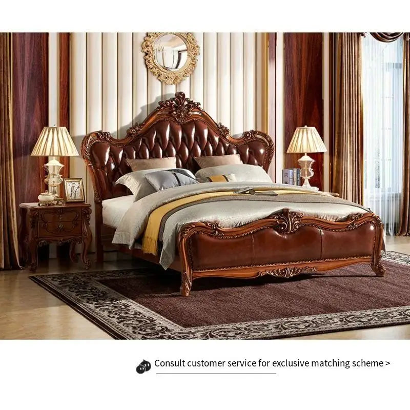 Unique Luxury Double Bed Elegant Leather King Size Bed Loft Modern Cama Matrimonial Queen Bed Set Furniture