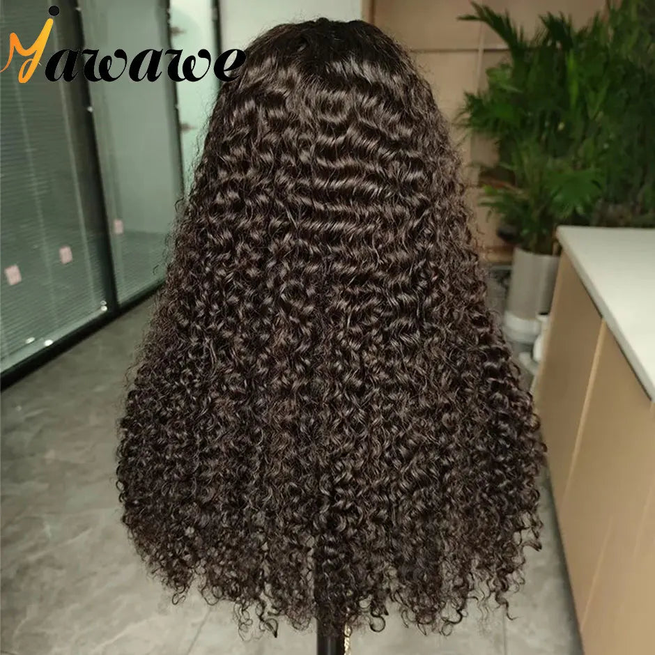 YAWAWE Pre-Bleached Glueless Wig Human Hair Ready To Wear Water Wave Pre-plucked Lace Frontal Wigs For Women Curly HD Lace Wigs