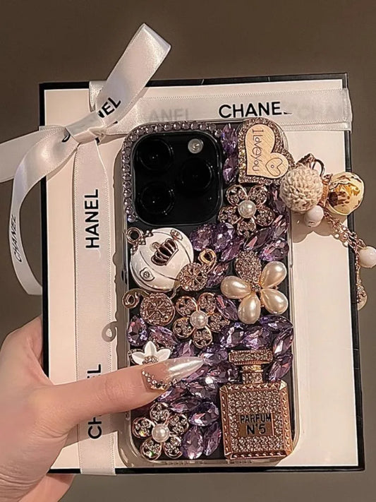 16 Pro Case Luxury Glitter Diamond Perfume Shiny Rhinestones Designers Clear Phone Cover for iPhone 15 Pro Max 13 14 Plus 11 12