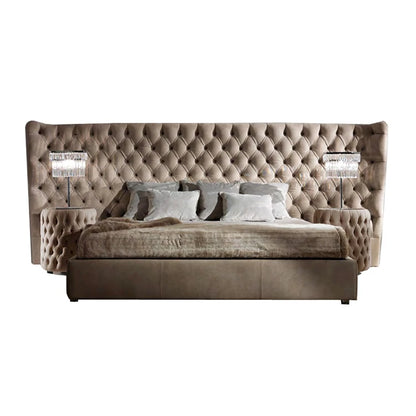 Tufted fabric Upholstered Italy luxury bed design furniture bedroom set king size bed frame