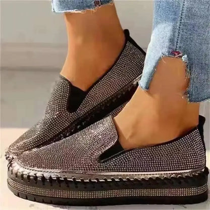 Women's Shoes 2022 Fashion  Flats Rhinestone Bling Sewing Platform Loafers luxury Shoes Casual Comfortable Female Shoes