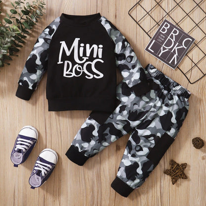 Toddler   Baby   Boy  Sweatshirt   Outfits     Camouflage    Camouflage   Long    Sleeve    Tops    Pants    2pcs   Fall   Winte - MAGUSTA BEAUTY