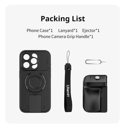 Ulanzi O-LOCK Phone Video Kit for iPhone 15 Pro/Pro Max 15M Remote Selfie Kit Magsafe Phone Case & Grip Handle Kit Vlog Kit