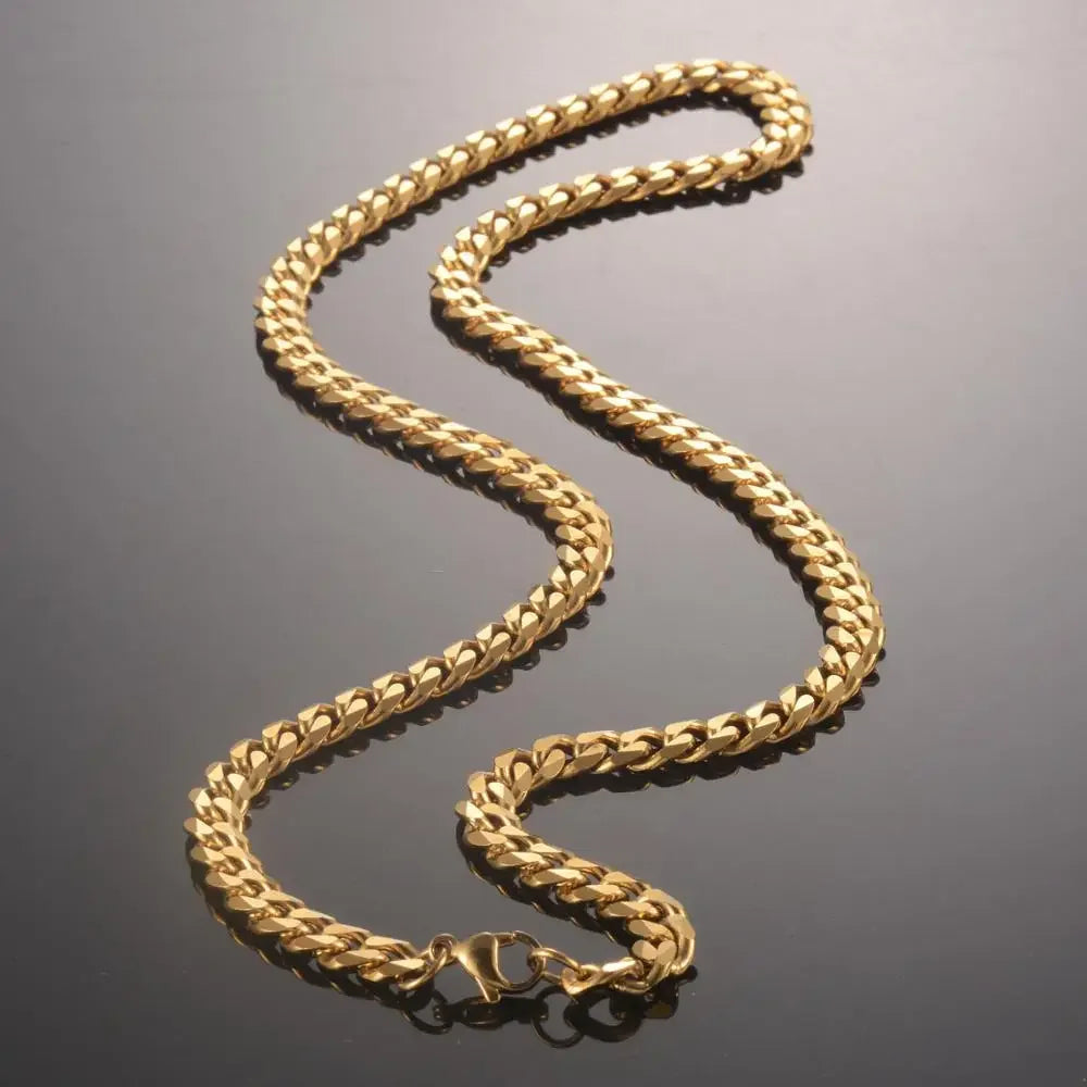 3.5/5/6/7/8mm Hot Sale Stainless Gold Plated Steel Necklace Cuban Chain Necklace For Men And Women Party Jewelry Accessories