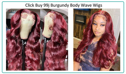 13X4 Hd Transparent Lace Front Wigs Burgundy Red Human Hair Wigs Pre Plucked 30 Inches Body Wave Lace Front Wigs For Women Curly