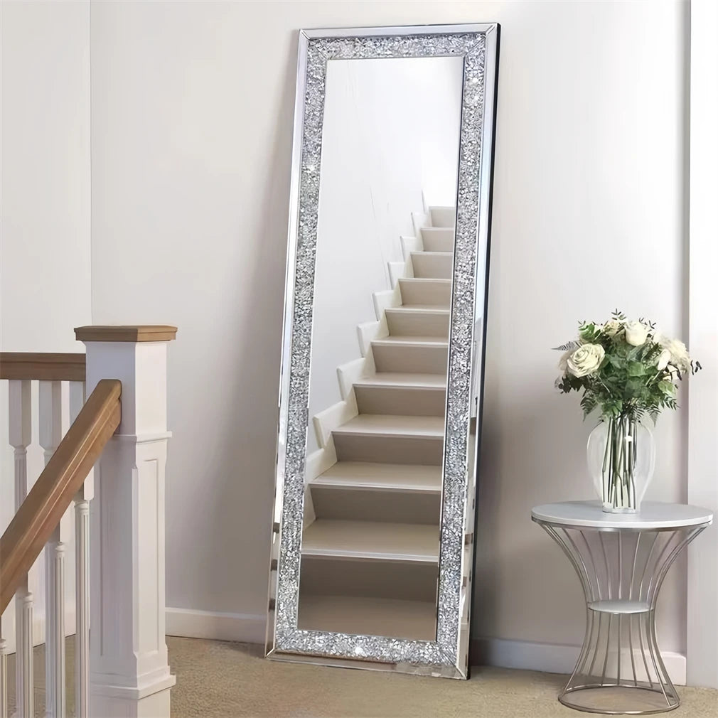 XXXL Large Charming Diamond Decorative Wall Mirror Crushed Crystal Long Full Length Mirror