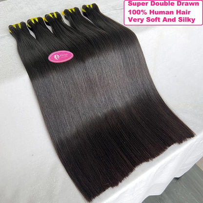 Yiwigs 15A Bone Straight Double Drawn 100% Human Hair Bundles 10-30 inches Unprocessed Raw Hair Weave Extensions For Women