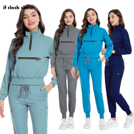 Hospital Medical Uniforms Nurse Suit Women Solid Color Dentistry Operating Room Scrub Set Two-piece Pet Grooming Doctor Workwear