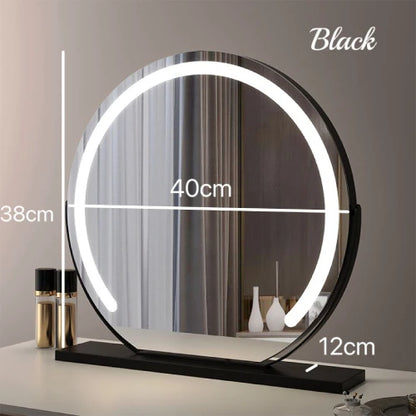 Vanity Mirror with Lights LED Round Makeup Mirror for Bedroom with 15X Magnification Smart Touch Dimmable 3 Modes 360° Rotation