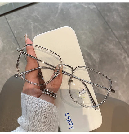 Transparent Computer Glasses Frame Women Men Anti Blue Light polygon Eyewear Blocking Glasses Optical Spectacle Eyeglass