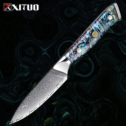 XITUO 67 Layer Damascus Steel Kitchen Knives Set Abalone Handle Sharp Santoku Bread Boning Knife Practical Kitchen Cutting Tools