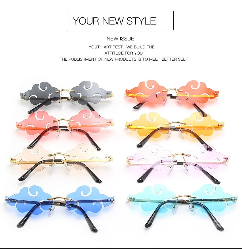 Women Luxury Cloud Shape Sunglasses Men European American Stylish Glasses for Women Metal Frame Vintage Women's Sunglasses