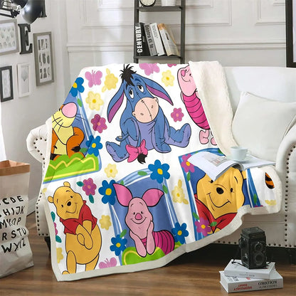 Winnie The Pooh Anime Blanket Furry 100% Polyester Printed Winter Bed Fleece Blankets Baby Plush And Throws