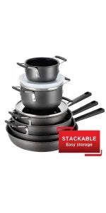 Ultimate Hard Anodized Nonstick Cookware Set 12 Piece, Oven Broiler Safe 600F, Kitchen Cooking Set w/ Fry Pans, Saucepans,