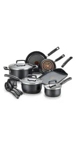 Ultimate Hard Anodized Nonstick Cookware Set 12 Piece, Oven Broiler Safe 600F, Kitchen Cooking Set w/ Fry Pans, Saucepans,