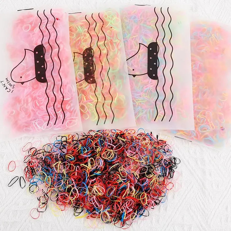 1000Pcs Colorful Disposable Hair Bands Girls Elastic Rubber Band Kids Ponytail Holder Headband Children Hair Accessories