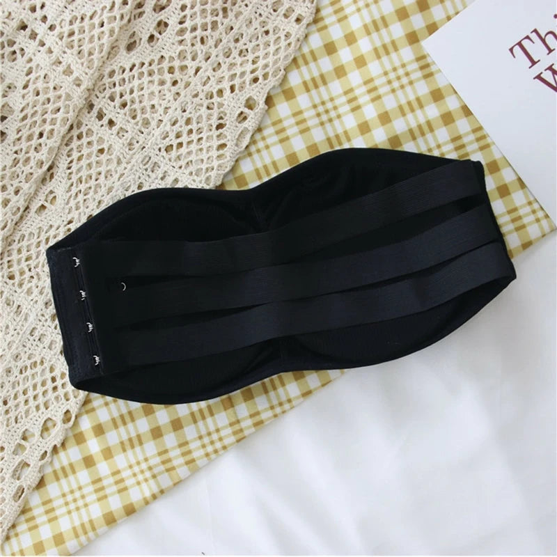 Women's Strapless Bra with Removable Pads Sexy Underwear Tube Top Girls Invisible One-piece Backless Lingerie Cropped Tanks