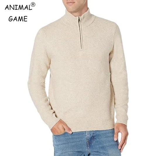 Sweatwear Men's Casual Sweater Mock Neck Half Zipper Knitted Solid Color Warm Fit Sweater Pullover Winter Autum Mens Sweatshirts