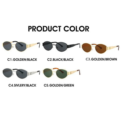 Trendy retro punk oval sunglasses women men unisex Girls Fashion Design round UV400 drive outdoors glasses eyeglasses eyewear