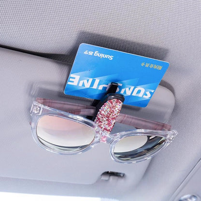 Artificial Diamond Glasses Holders Car Sun Visor Sunglasses Eyeglasses Mount With Ticket Card Clip Car Interior Accessories