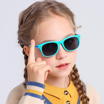 2024 Fashion Brand Children's Color Sunglasses Anti UV Baby Sunshade Anti Blue Light Glasses Girl and Boy Sunglasses UV400