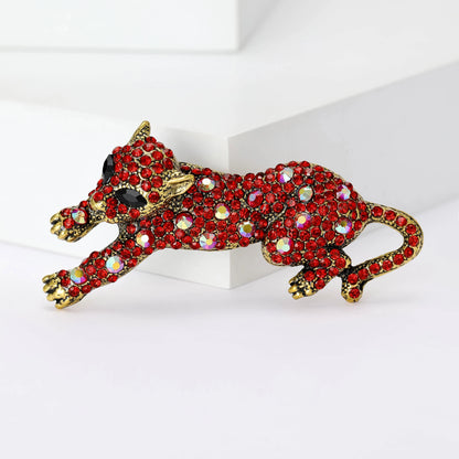 Women's Rhinestone Leopard Brooches Unisex Animal Pins 4-Color Office Party Casual Accessories Gifts