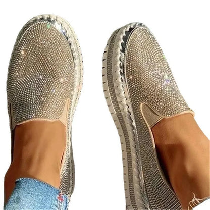 Women's Shoes 2022 Fashion  Flats Rhinestone Bling Sewing Platform Loafers luxury Shoes Casual Comfortable Female Shoes