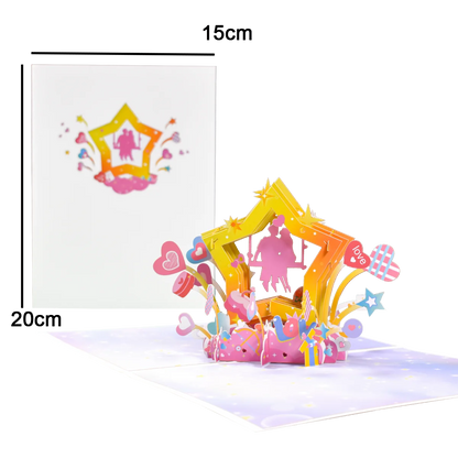 Valentine's Day Gift 3D Pop Up Card Anniversary Wedding Birthday for Wife Husband Greeting Cards with Envelope and Note Card