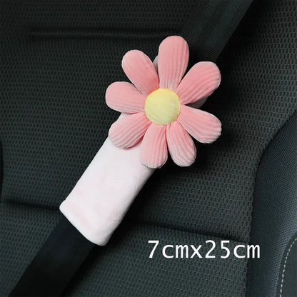 1Pcs Cute Flower Woman Car Neck Pillow Cushion Soft Car Headrest Waist Pillow Safety Seat Belt Shoulder Pad for Girls