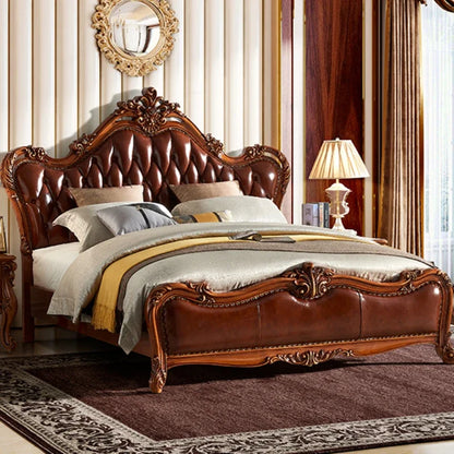 Unique Luxury Double Bed Elegant Leather King Size Bed Loft Modern Cama Matrimonial Queen Bed Set Furniture