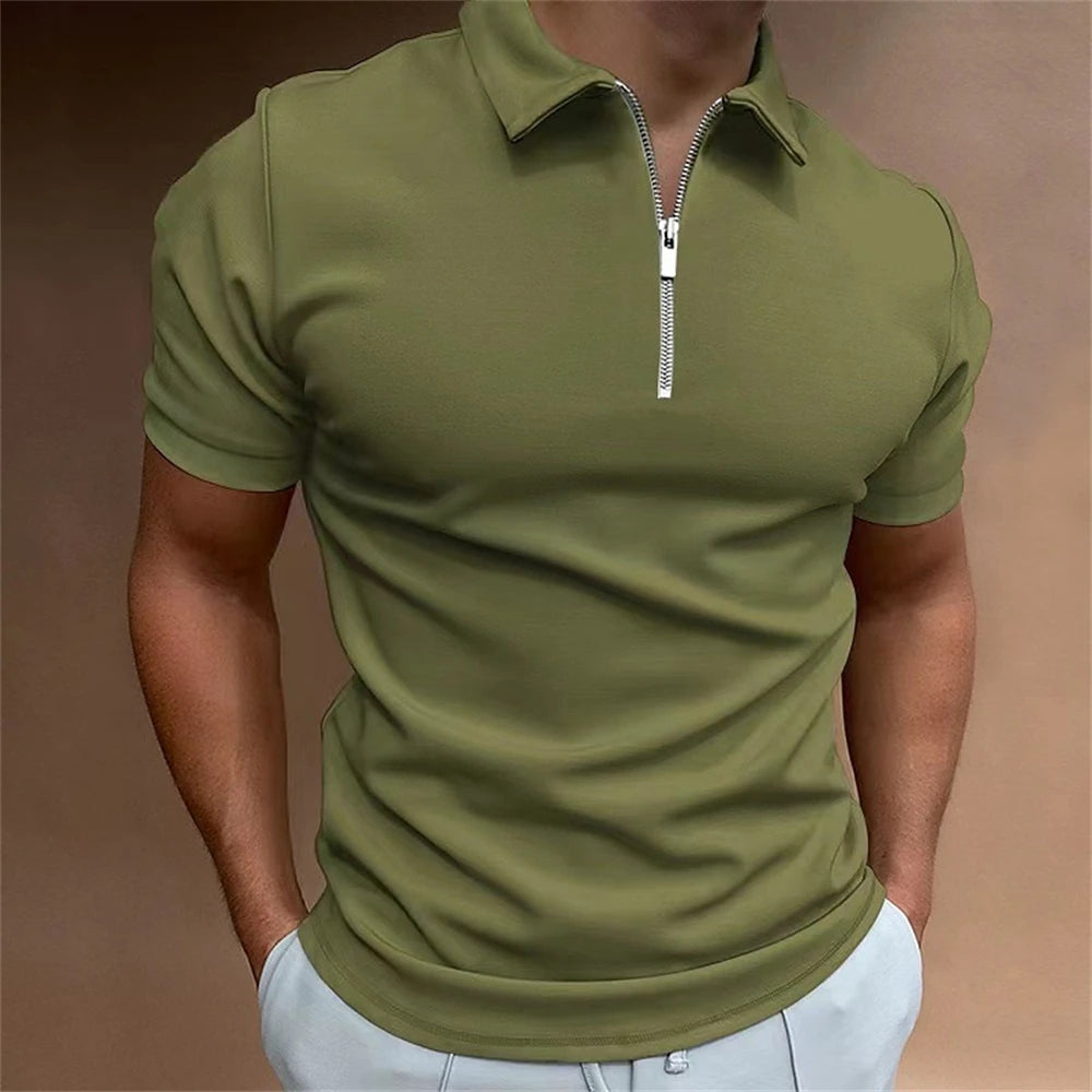 Simple Polo Shirt For Men Solid Golf Clothing Daily Casual High Quality Zip Polo Shirts Summer Breathable Quick Dry Men Clothing - MAGUSTA BEAUTY