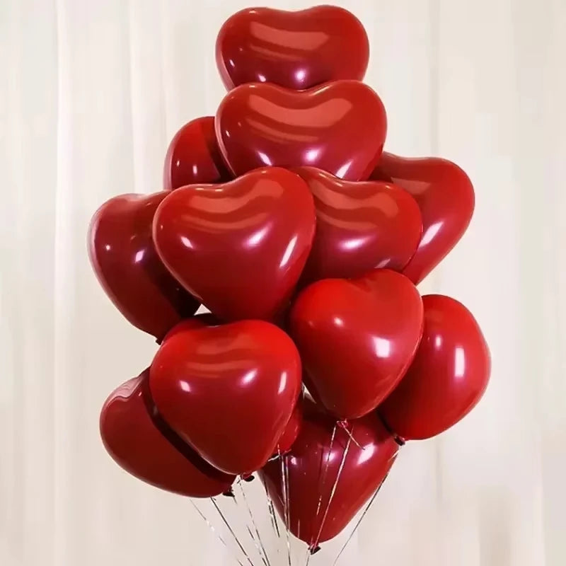 Valentine 50/10pcs Red Heart Balloons Inflatable Latex Balloon for Valentine’s Day Wedding Party Anniversary Decoration Supplies