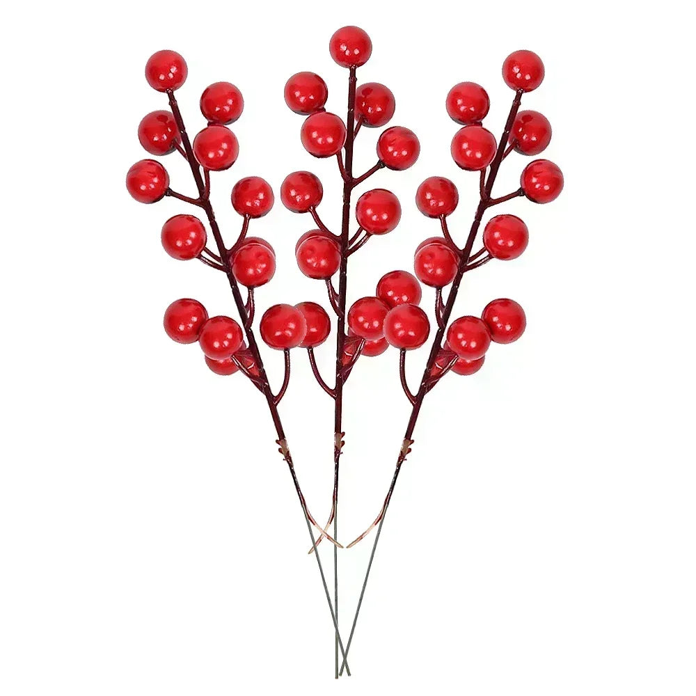 1-10pcs Christmas Simulation Berry 14 Berries  Artificial Flower Fruit Cherry Plants Home Christmas Party Decoration DIY Gift