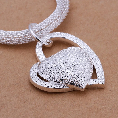 925 Sterling Silver Necklace Gorgeous Charm Fashion  Heart Wedding Lady Love for Women Noble Luxury 18 Inches 45cm Jewelry