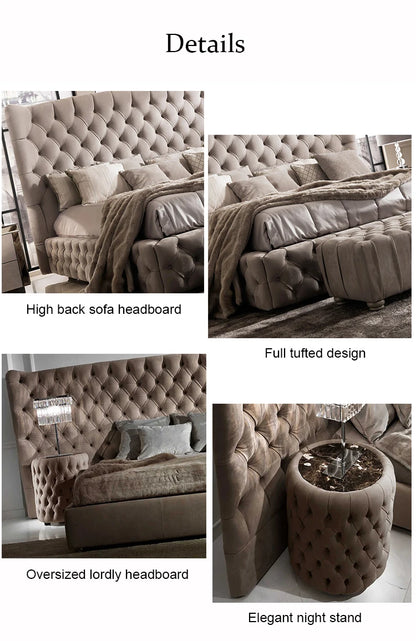 Tufted fabric Upholstered Italy luxury bed design furniture bedroom set king size bed frame