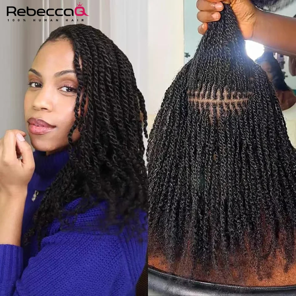 QVR Afro Kinky Bulk Hair No Attachment QVR Afro Curly Bulk Human Hair Rebecca Virgin Remy Dreadlock Natural Color Braids Hair