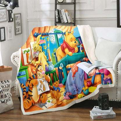 Winnie The Pooh Anime Blanket Furry 100% Polyester Printed Winter Bed Fleece Blankets Baby Plush And Throws