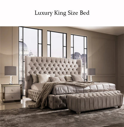 Tufted fabric Upholstered Italy luxury bed design furniture bedroom set king size bed frame