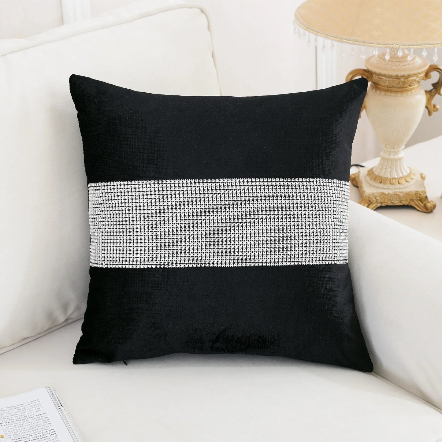 Velvet Fabric Diamond Pillow Cushion Shining Home Decor Pillow Decorative Throw Pillows 45X45cm (Only The Outer Cover)