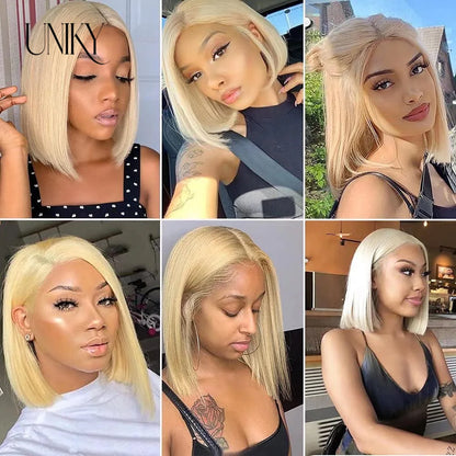 Transparent 13x4 Lace Frontal Bob Wig 613 Blonde 13x4 Human Hair Wigs Brazilian Remy Short Straight 4x4 Closure Wigs For Women