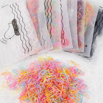 1000Pcs Colorful Disposable Hair Bands Girls Elastic Rubber Band Kids Ponytail Holder Headband Children Hair Accessories