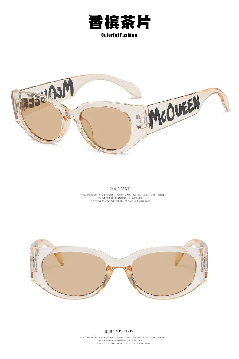 Alphabet graffiti small frame sunglasses 2024 new letter decorative sunglasses retro personalised glasses fashionable wearing