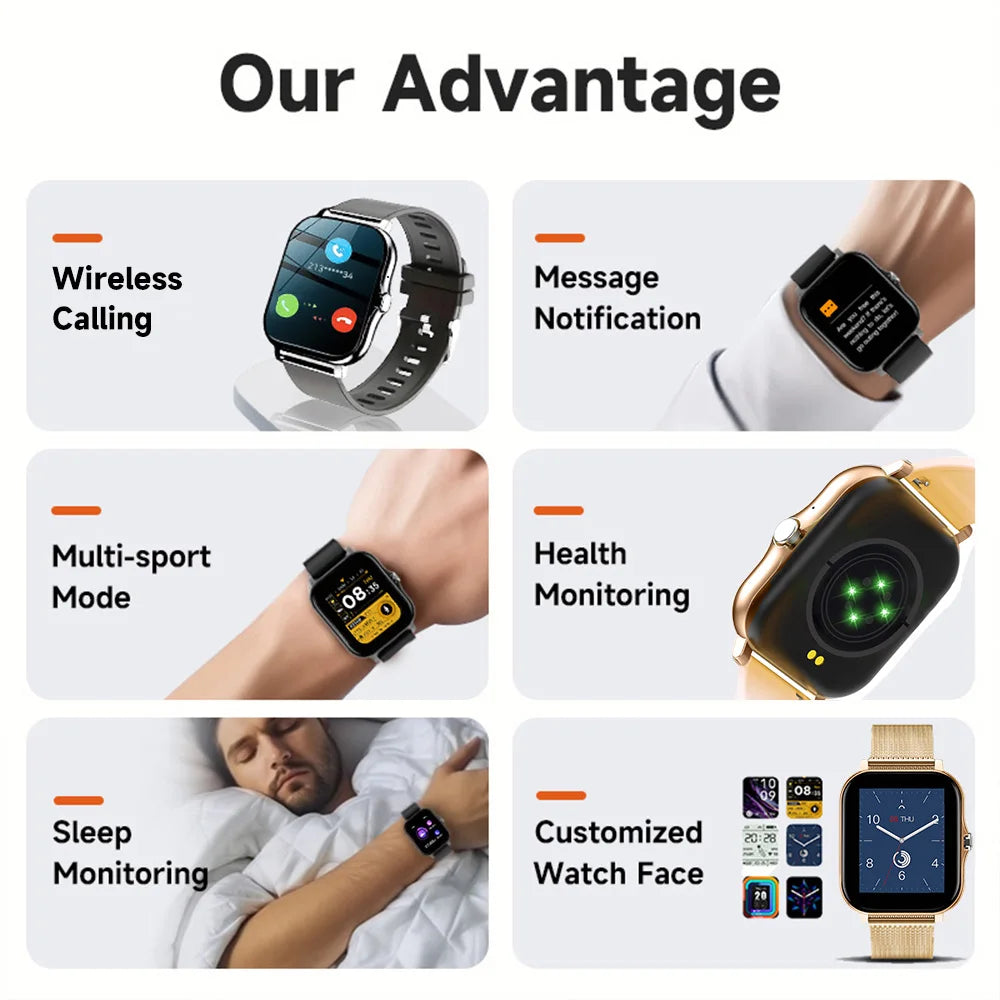 2023 NEW SmartWatch Android Phone 1.44" Color Screen Full Touch Custom Dial Smart Watch Women Bluetooth Call Smart Watch Men