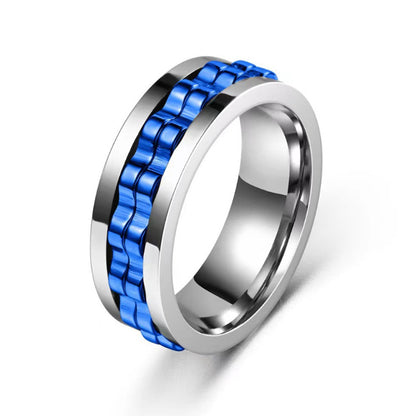 Titanium Anxiety Fidget Ring with Square Texture - Stylish Gear Spinner Ring for Men and Women in Multiple Colors