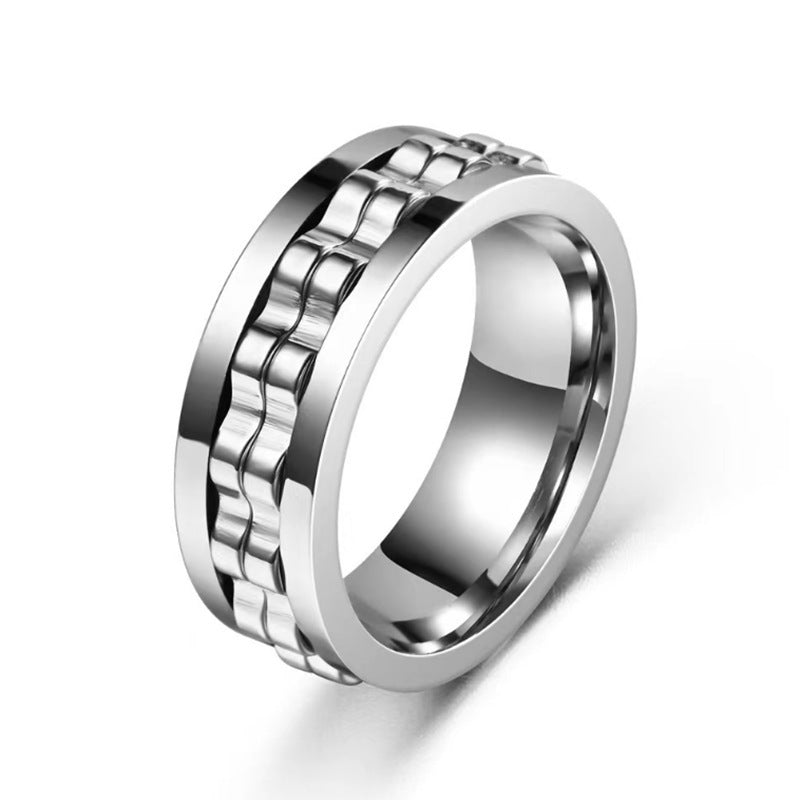 Titanium Anxiety Fidget Ring with Square Texture - Stylish Gear Spinner Ring for Men and Women in Multiple Colors